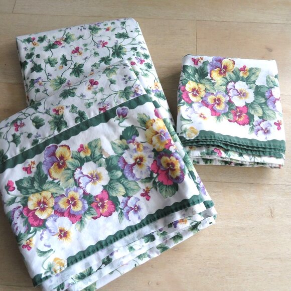 Vintage Rex Imperial Full Size Floral Sheet Set 4pc Cottage Country Made In USA - Picture 2 of 9